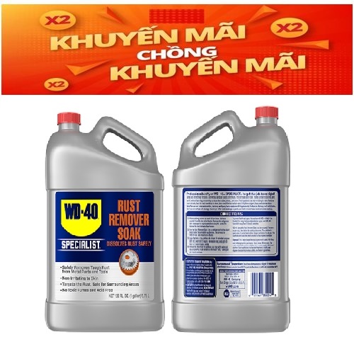 Dung dịch ngâm tẩy rỉ sét gốc nước WD-40 Rust Remover Soak an toàn cho da 3.78L - 39099843