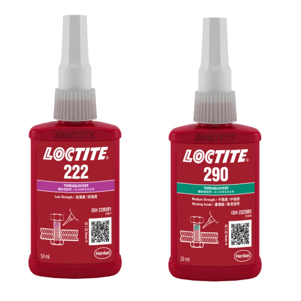 So sánh Keo dán khoá ren Loctite 222 và Loctite 290