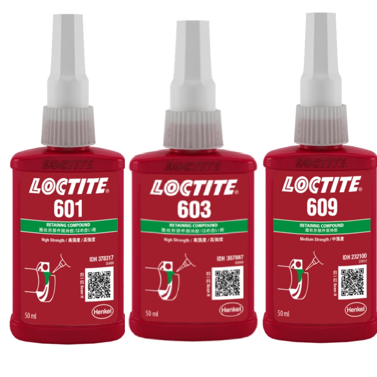 So sánh Keo dán chống quay vòng bi bạc đạn Loctite 601, Loctite 603 và Loctite 609