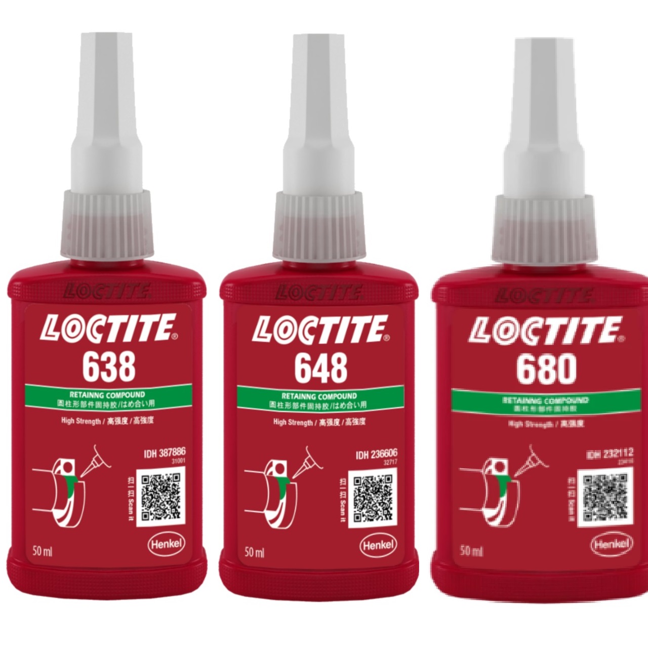 So sánh Keo dán chống quay bạc đạn vòng bi Loctite 638, Loctite 648 và Loctite 680