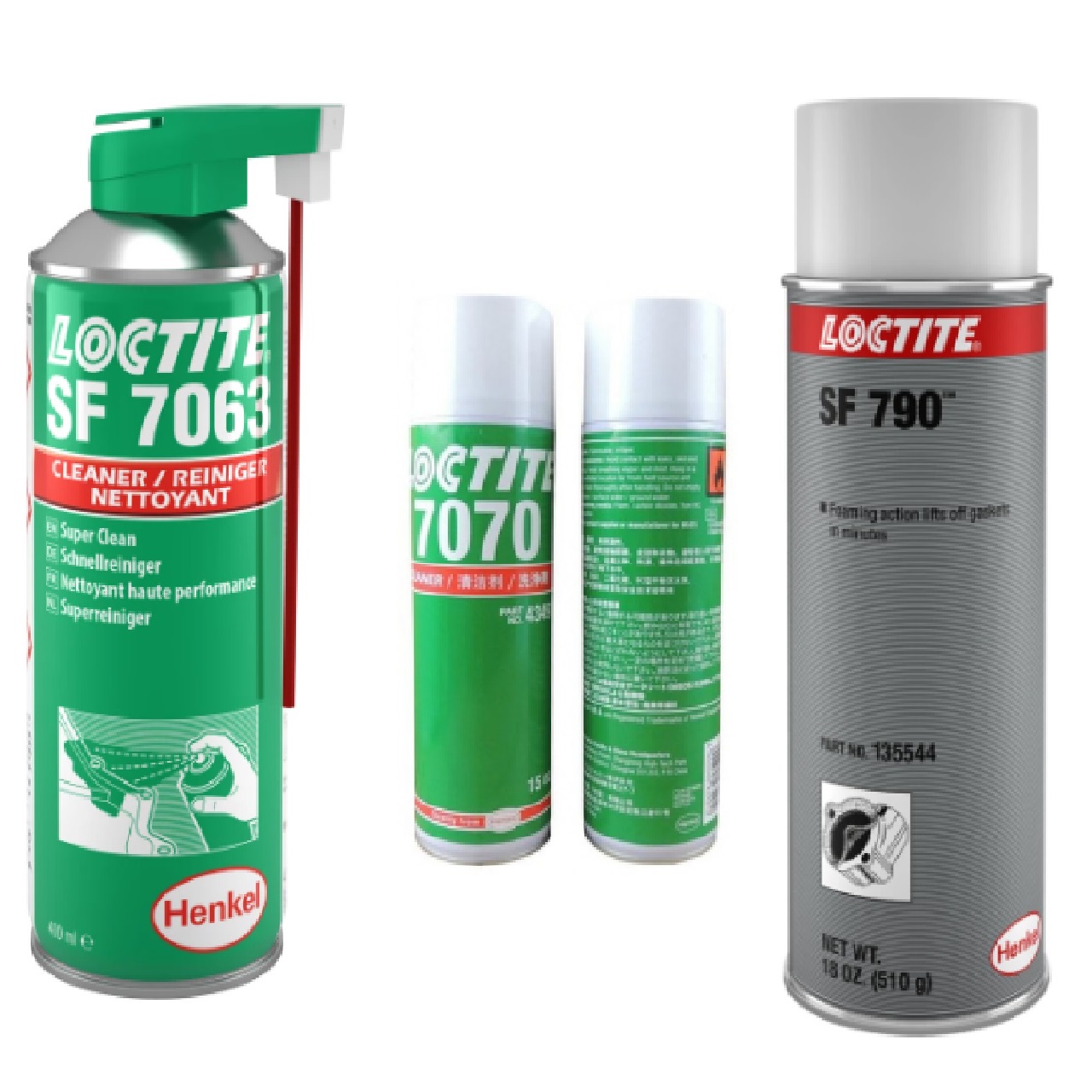 So sánh chất tẩy rửa Loctite SF 7070, Loctite SF 790 và Loctite SF 7063